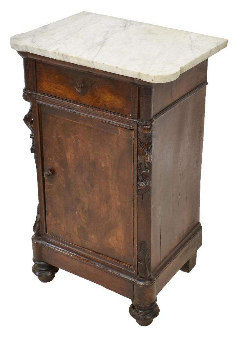 FRENCH LOUIS PHILIPPE MARBLE-TOP BEDSIDE CABINET (1 of 6)