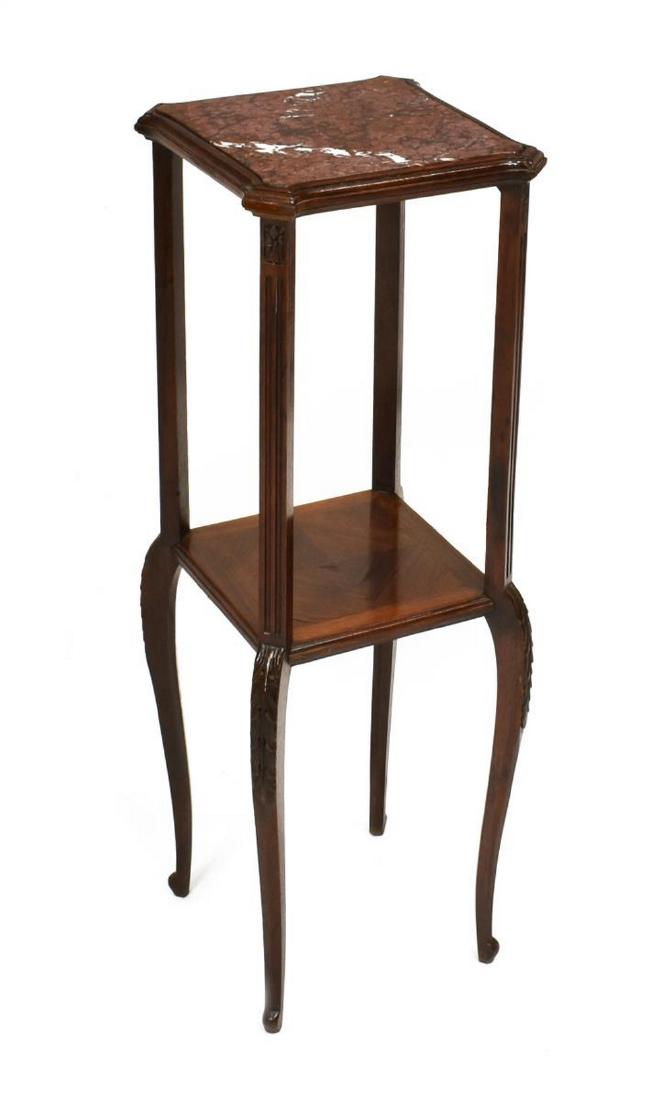 FRENCH LOUIS XV STYLE MARBLE-TOP PARQUETRY STAND (1 of 4)