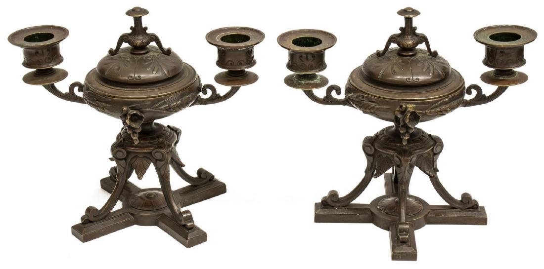 (2) VICTORIAN BRONZE GARNITURE CANDELABRA (1 of 2)