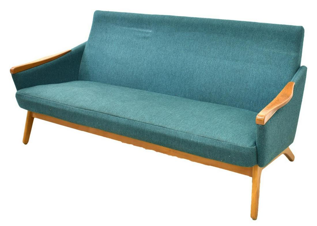 Danish Mid Century Modern Upholstered Teak Sofa