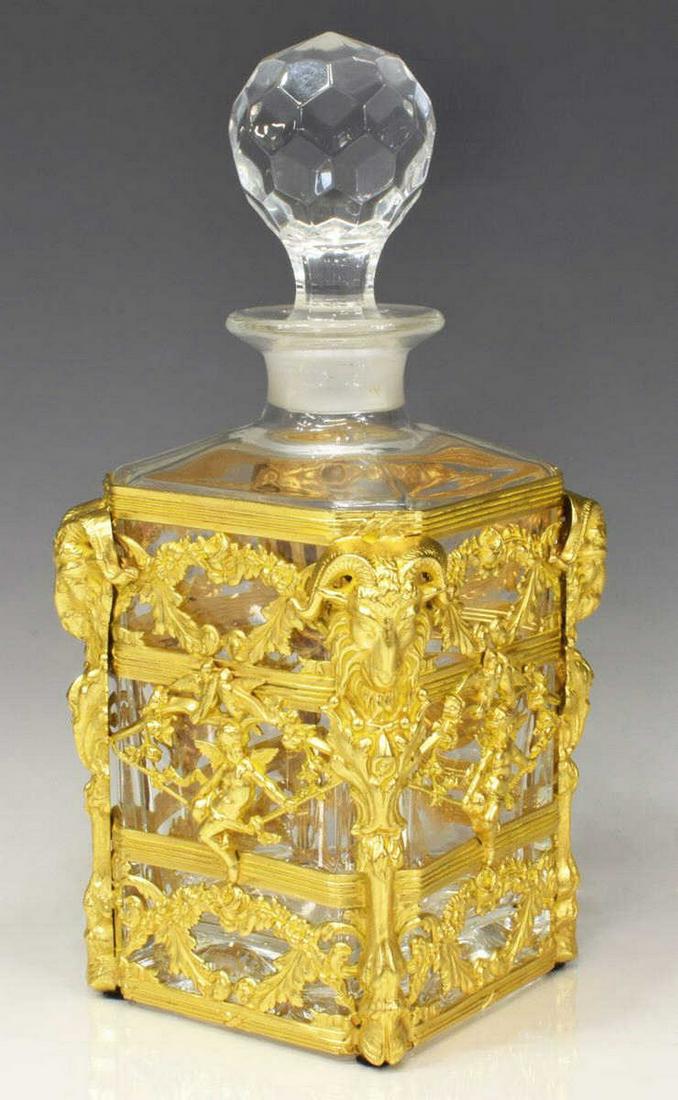 FRENCH DORE BRONZE MOUNTED GLASS DECANTER (1 of 5)