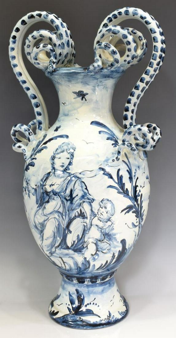 GIUSEPPE GIACCHINO ALBISOLA B&W MAJOLICA VASE (1 of 7)