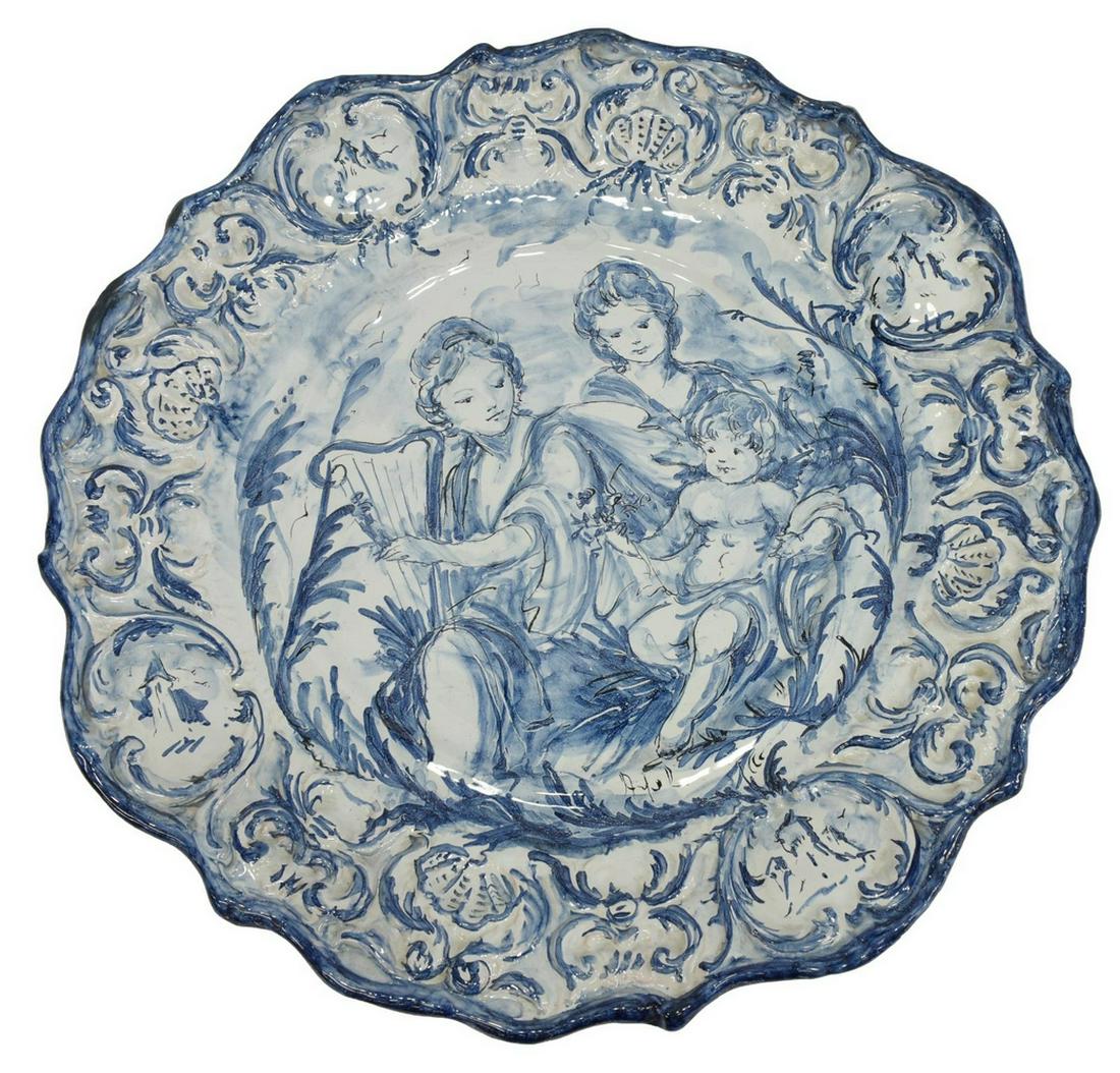 LARGE GIACCHINO ALBISOLA MAJOLICA POTTERY CHARGER (1 of 4)