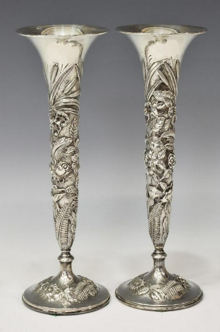 (2) S. KIRK & SON CO. REPOUSSE 925 STERLING VASES (1 of 4)
