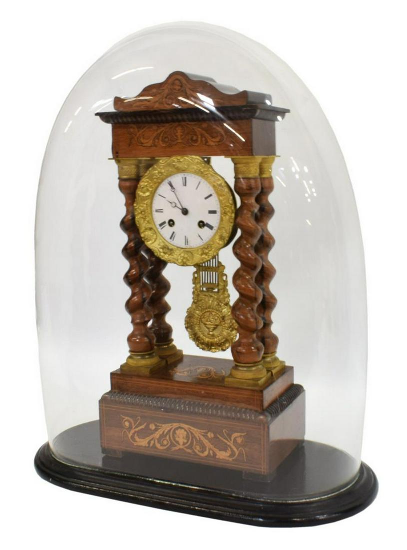 FRENCH NAPOLEON III GLASS DOME PORTICO CLOCK (1 of 6)