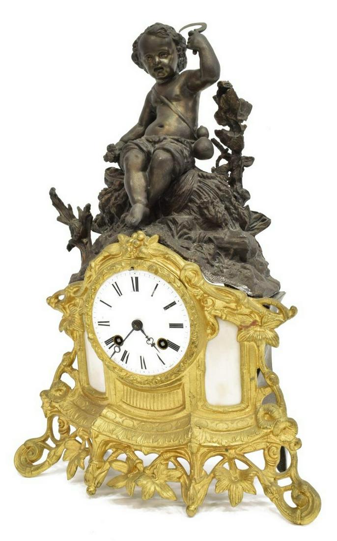 FRENCH FIGURAL PUTTO MANTEL SHELF CLOCK (1 of 7)