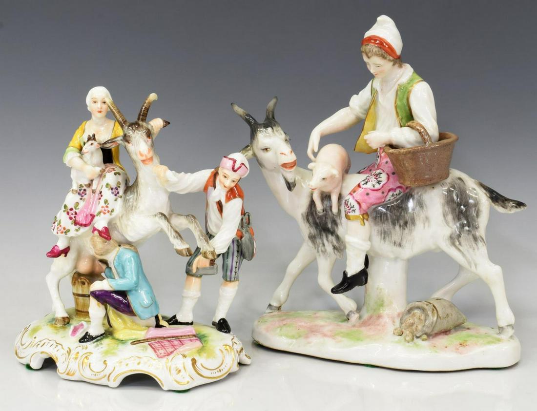 (2) GERMAN DRESDEN PORCELAIN FIGURES, GOATS (1 of 8)
