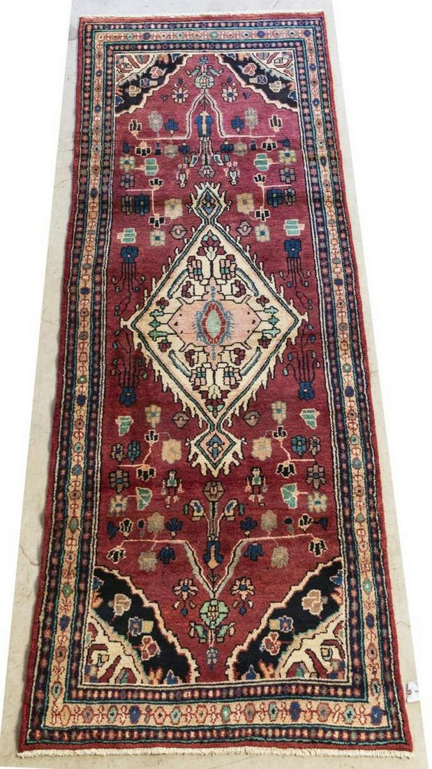 HAND-TIED PERSIAN HAMADAN FLOOR RUNNER 9'8" X 3'6" (1 of 4)
