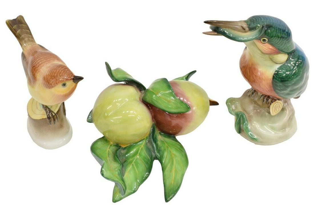 (3) HEREND HAND-PAINTED PORCELAIN FIGURES, BIRDS (1 of 5)