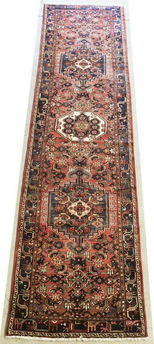 HAND-TIED PERSIAN BIJAR FLOOR RUNNER, 13'6" X 3'7" (1 of 4)