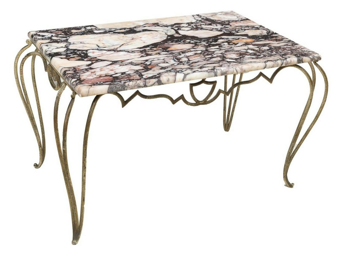 FRENCH MARBLE-TOP IRON COFFEE TABLE (1 of 3)