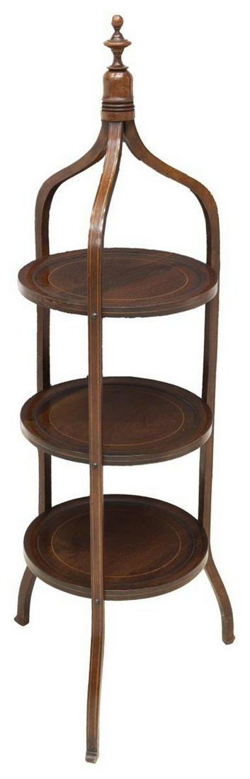 ENGLISH STYLE MAHOGANY THREE-TIER MUFFIN STAND (1 of 2)