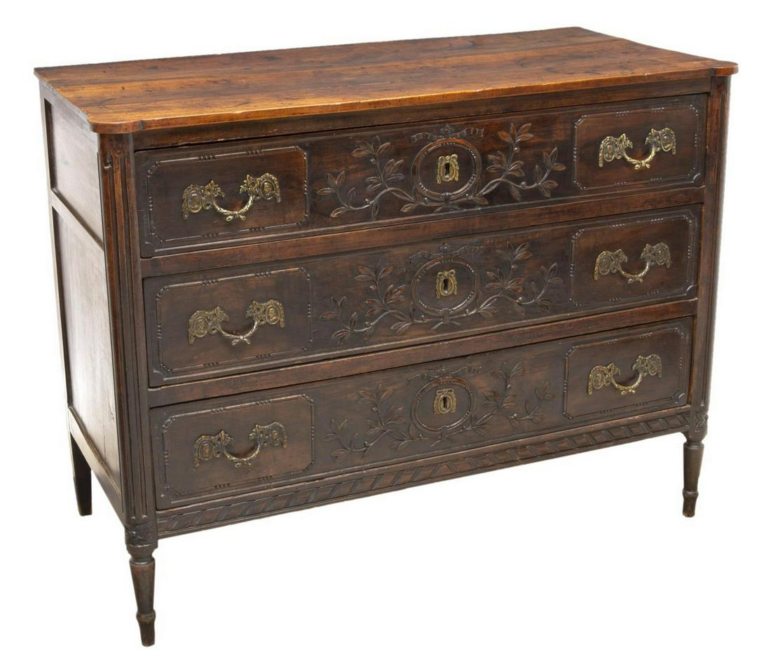 FRENCH LOUIS XVI STYLE CARVED COMMODE (1 of 5)
