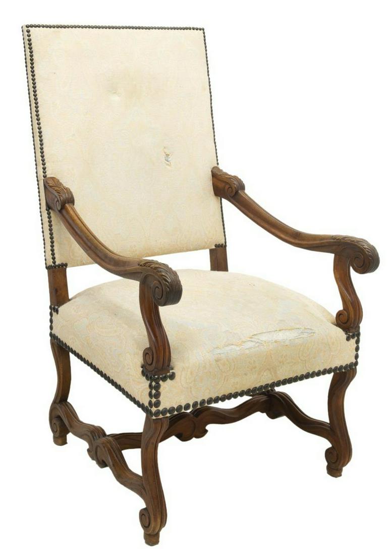 FRENCH LOUIS XIV STYLE HIGHBACK FAUTEUIL (1 of 3)
