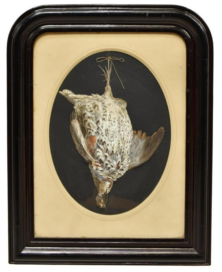 FRAMED FRENCH TROMPE L'OEIL GAME BIRD PRINT (1 of 3)