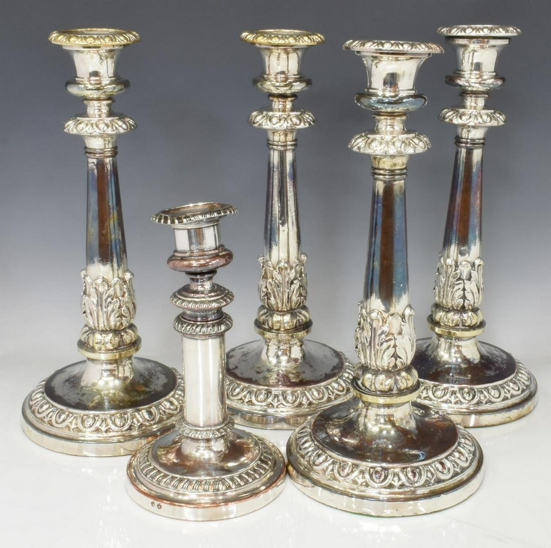 (5) MATTHEW BOULTON SHEFFIELD PLATE CANDLESTICKS (1 of 4)