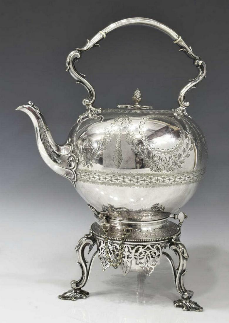 ENGLISH SILVERPLATE TEAPOT ON WARMING STAND (1 of 6)