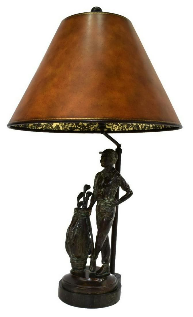 MAITLAND-SMITH VERDIGRIS BRONZE GOLF CADDIE LAMP (1 of 8)