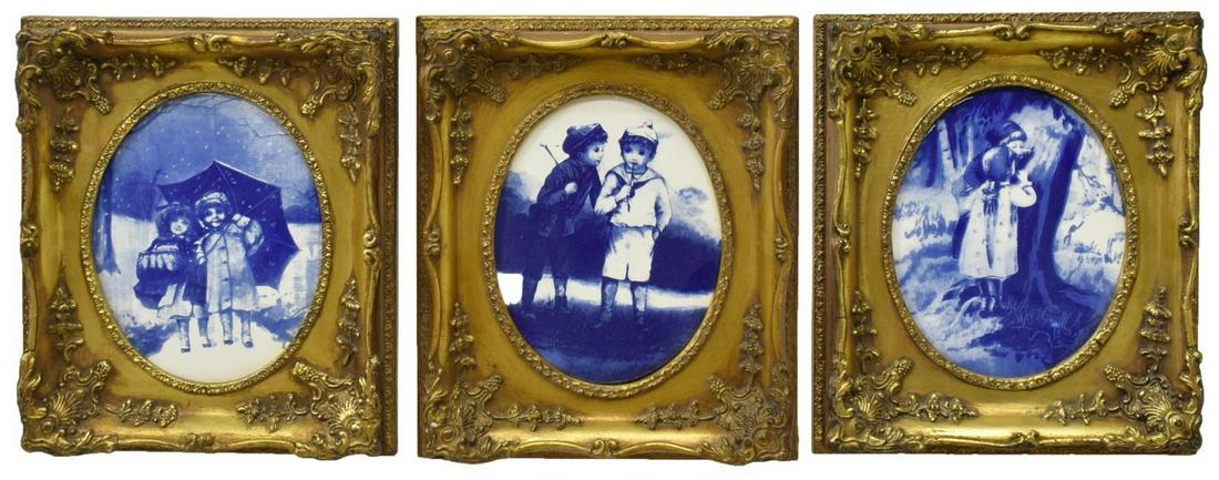 (3) FRAMED ROYAL DOULTON STYLE PLAQUES CHILDREN (1 of 5)