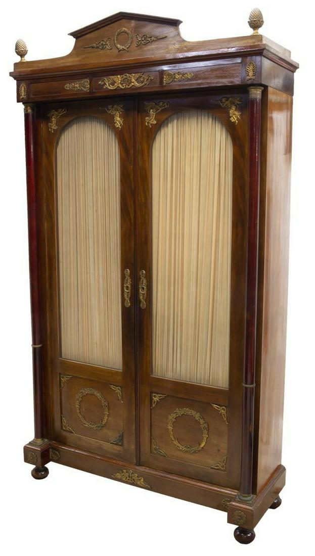 FRENCH EMPIRE STYLE MAHOGANY GLAZED DOOR CABINET (1 of 4)