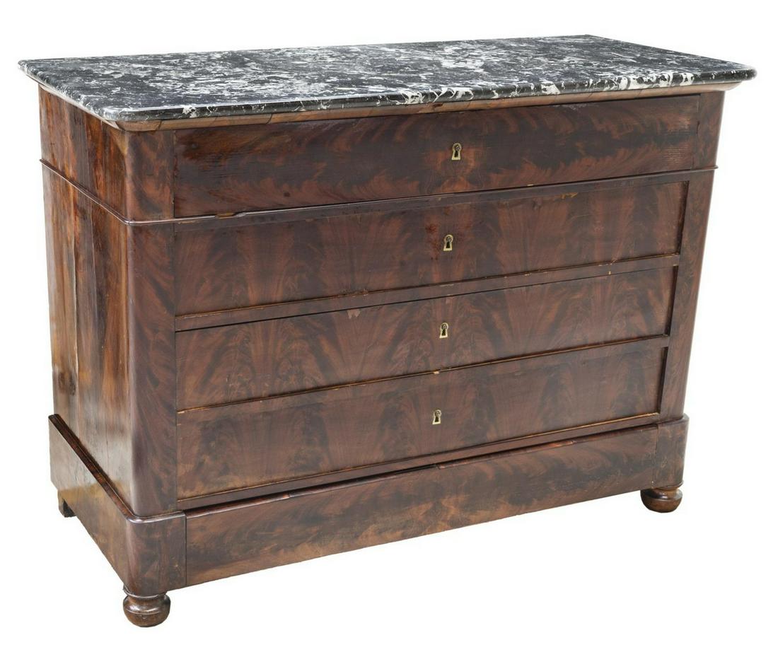 LOUIS PHILIPPE PERIOD MARBLE-TOP SECRETARY CABINET (1 of 5)