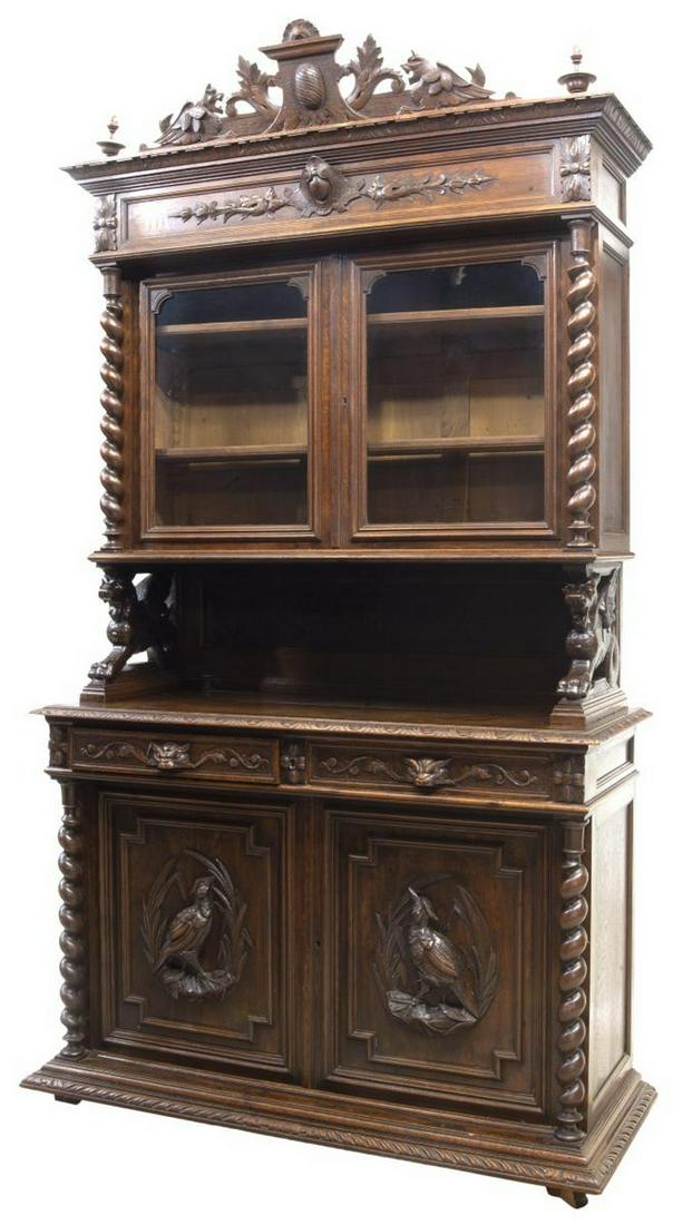 FRENCH HENRI II STYLE CARVED HUNT CABINET (1 of 5)