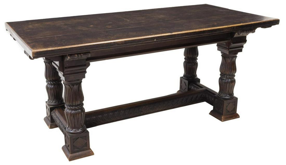 ITALIAN CARVED WALNUT EXTENSION DINING TABLE (1 of 3)