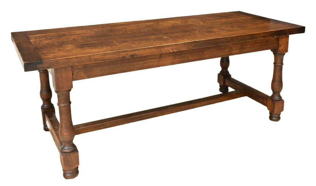 FRENCH PROVINCIAL FARMHOUSE OAK TABLE, 78"L (1 of 4)