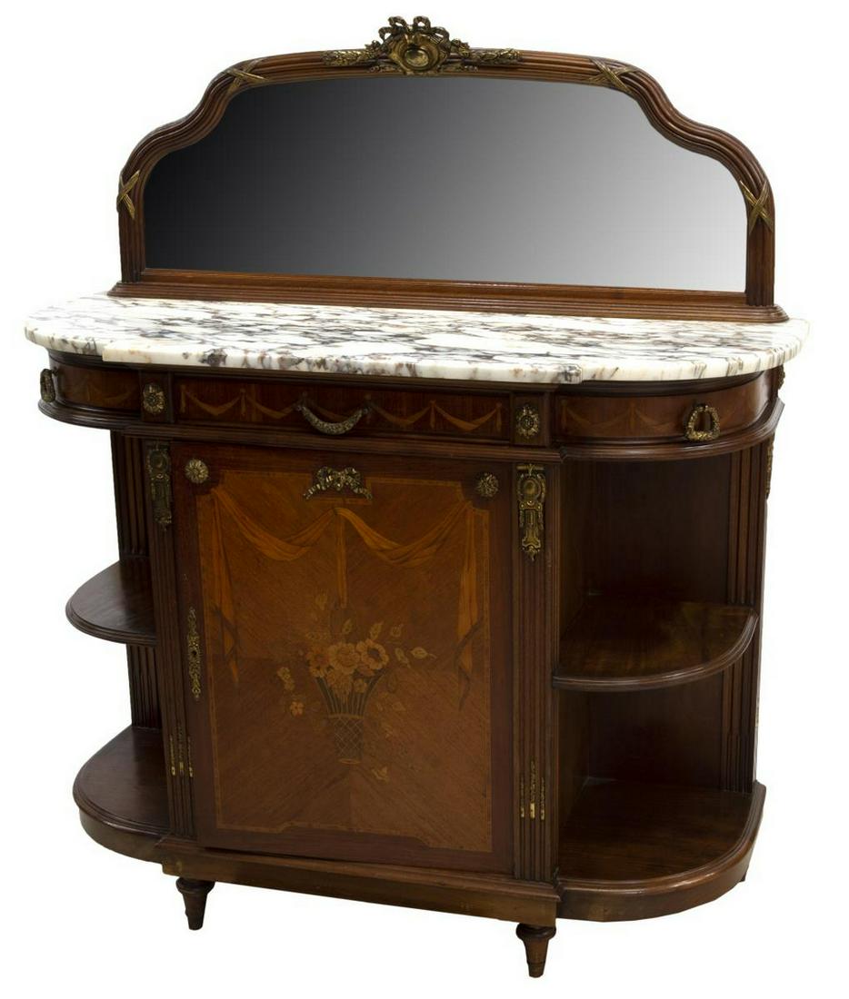 LOUIS XVI STYLE MARBLE-TOP MARQUETRY SERVER (1 of 4)
