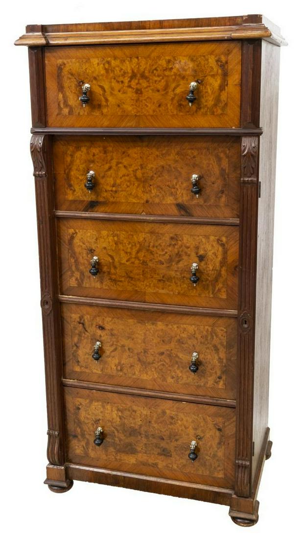 CONTINENTAL BURLWOOD SIDE LOCK CHEST OF DRAWERS (1 of 4)