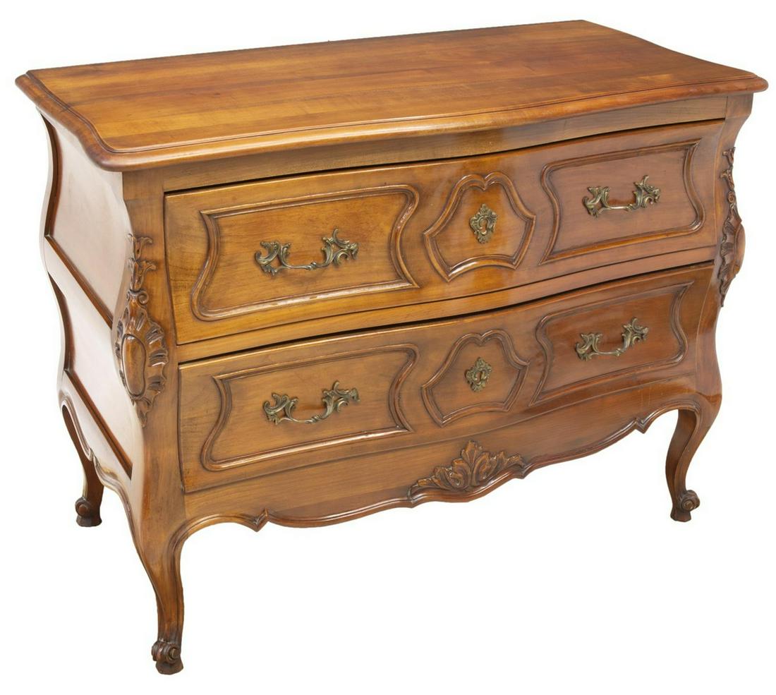 FRENCH LOUIS XV STYLE FRUITWOOD TWO-DRAWER COMMODE (1 of 5)