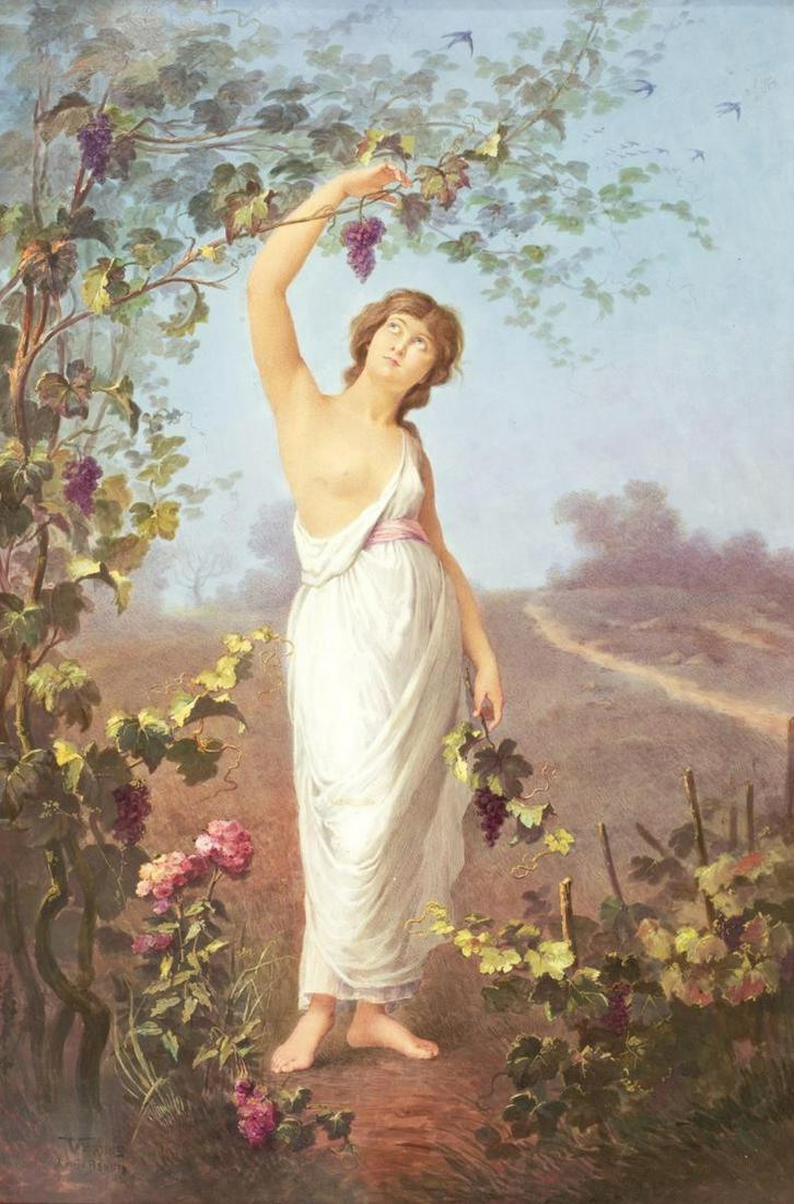 SEVRES STYLE PAINTED PORCELAIN PLAQUE, AUTUMN (1 of 4)