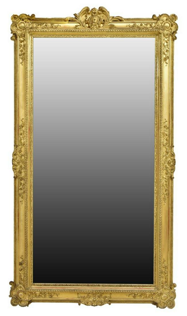 LARGE FRENCH LOUIS XV STYLE GILTWOOD MIRROR (1 of 3)