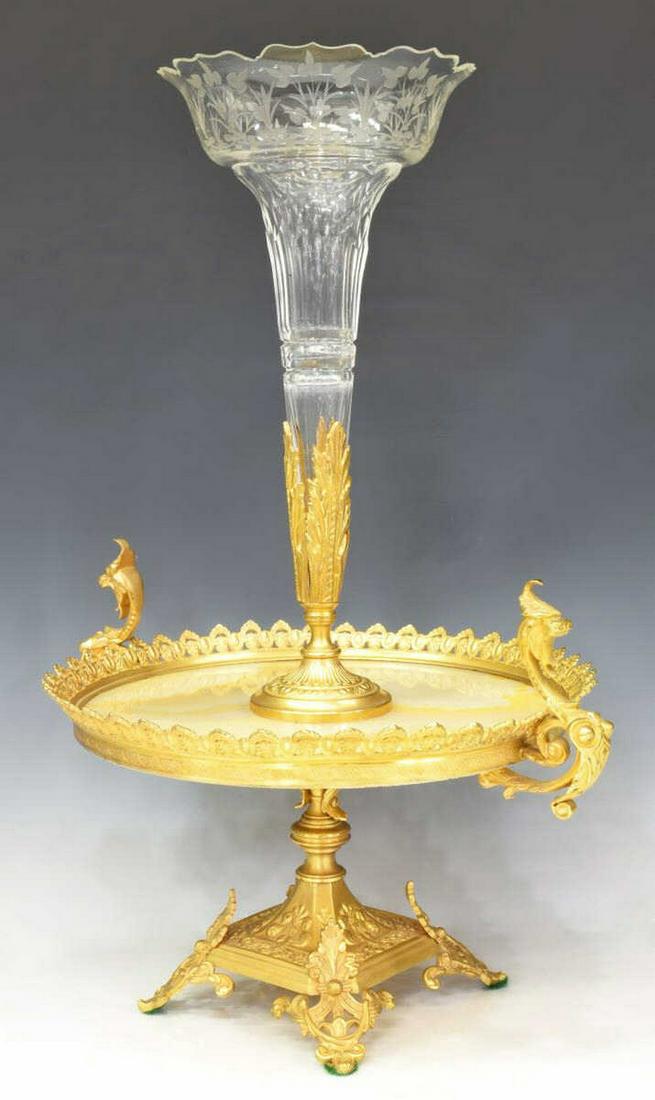 FINE FRENCH GILT BRONZE & ONYX & GLASS EPERGNE (1 of 5)