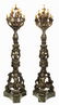 2) MONUMENTAL FRENCH BRONZE TORCHIERE LAMPS, 108"H - 2
