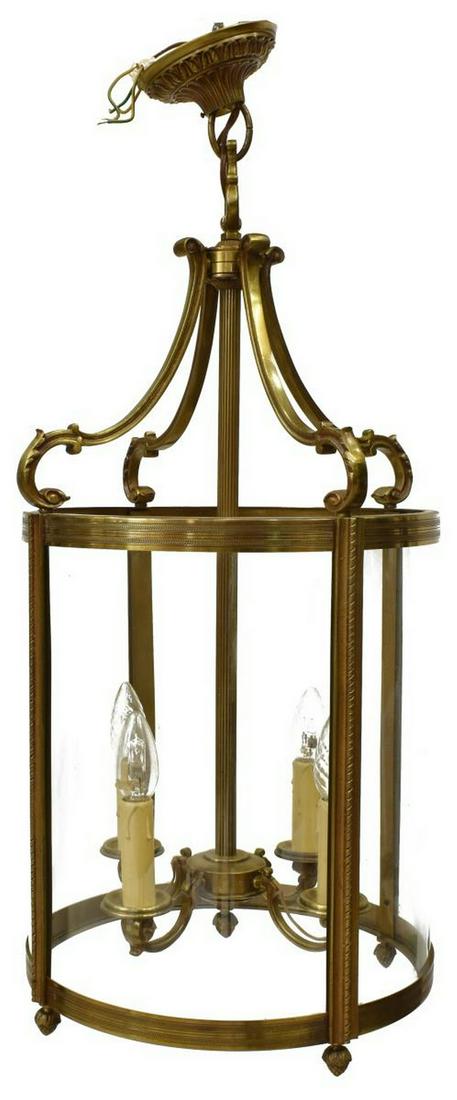 FRENCH LOUIS XVI STYLE BRONZE & GLASS 4-LT LANTERN (1 of 1)