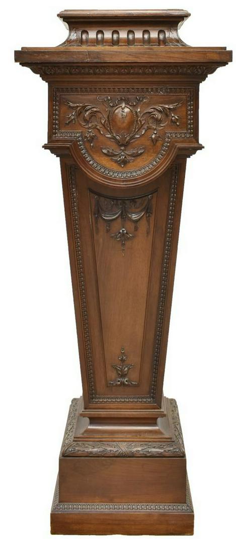EXCEPTIONAL FRENCH LOUIS XVI STYLE WALNUT PEDESTAL (1 of 4)