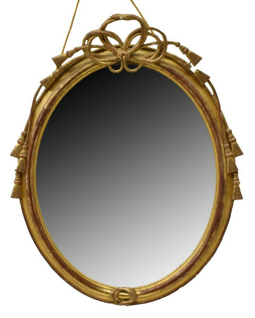 FRENCH LOUIS XVI STYLE GILTWOOD OVAL WALL MIRROR (1 of 3)