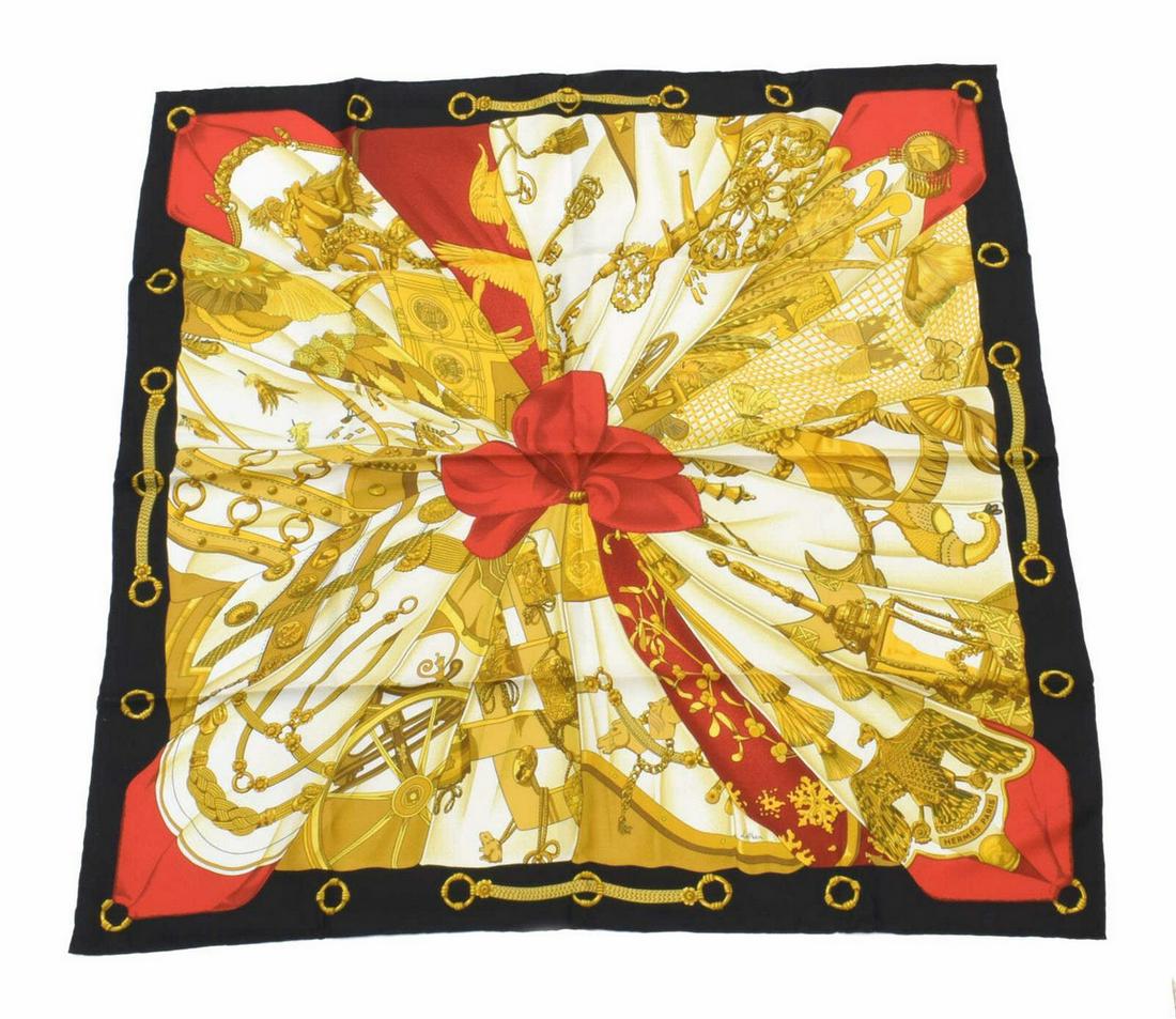 HERMES SILK TWILL SCARF, 'SOLEIL DE SOIE' PATTERN (1 of 3)