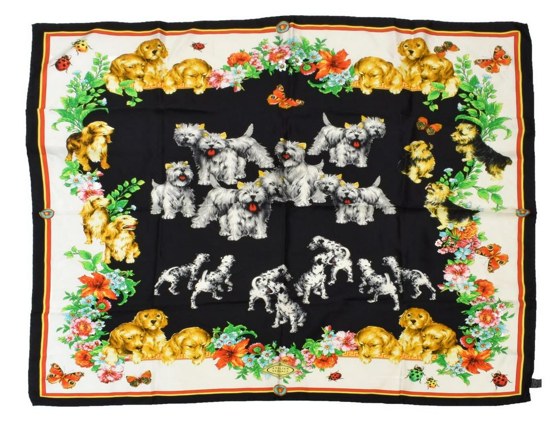 ATELIER VERSACE PRINTED SILK SCARF, PUPPIES (1 of 2)