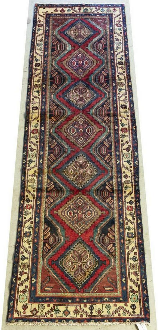 HAND-TIED PERSIAN HAMADAN RUNNER RUG, 10'0" X 3'1" (1 of 4)