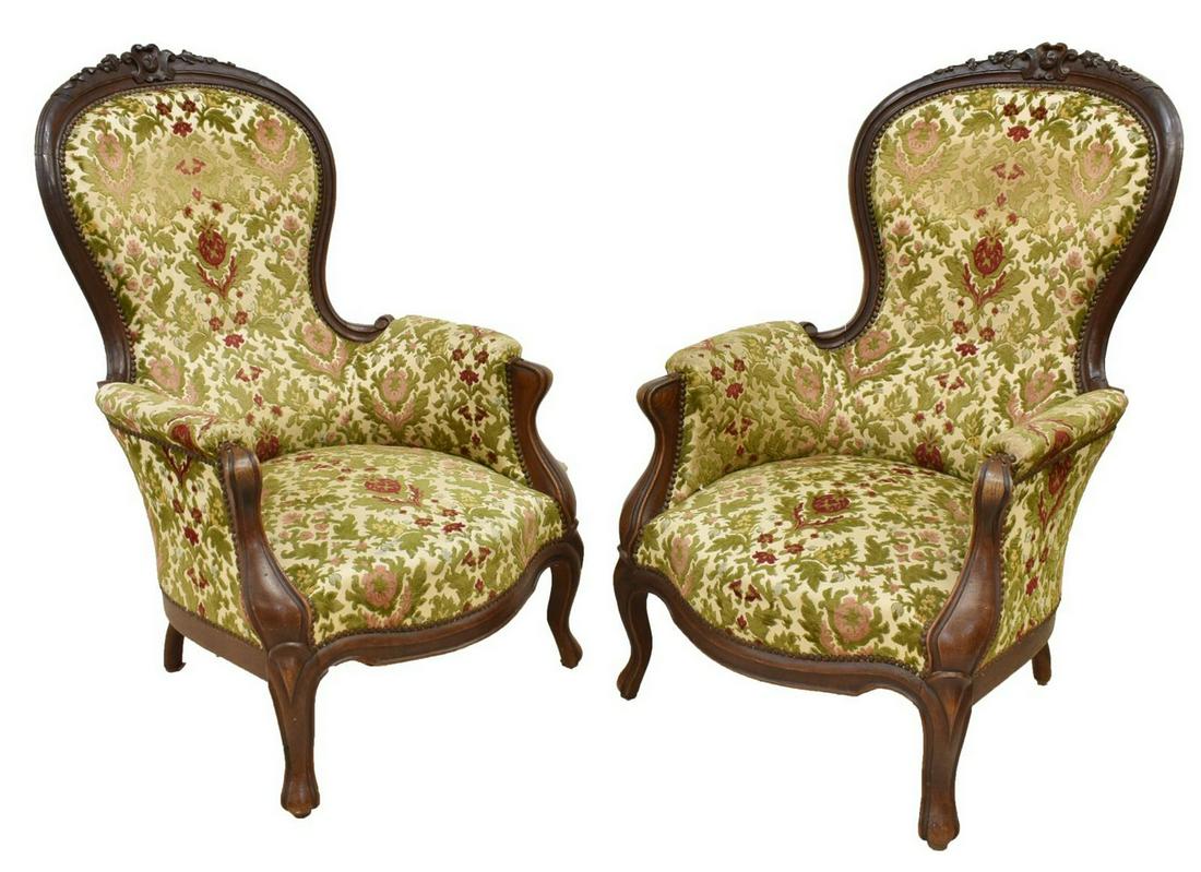 (2) FRENCH LOUIS XV STYLE WALNUT BERGERES (1 of 2)