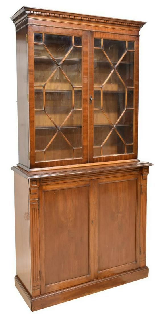 ENGLISH GEORGIAN STYLE MAHOGANY GLAZED BOOKCASE (1 of 4)