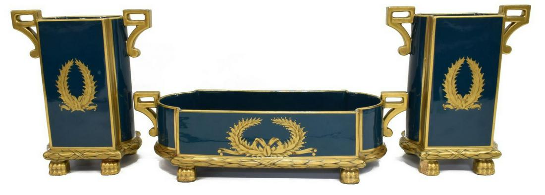 (3) FRENCH EMPIRE STYLE VASES & JARDINIERE SET (1 of 5)