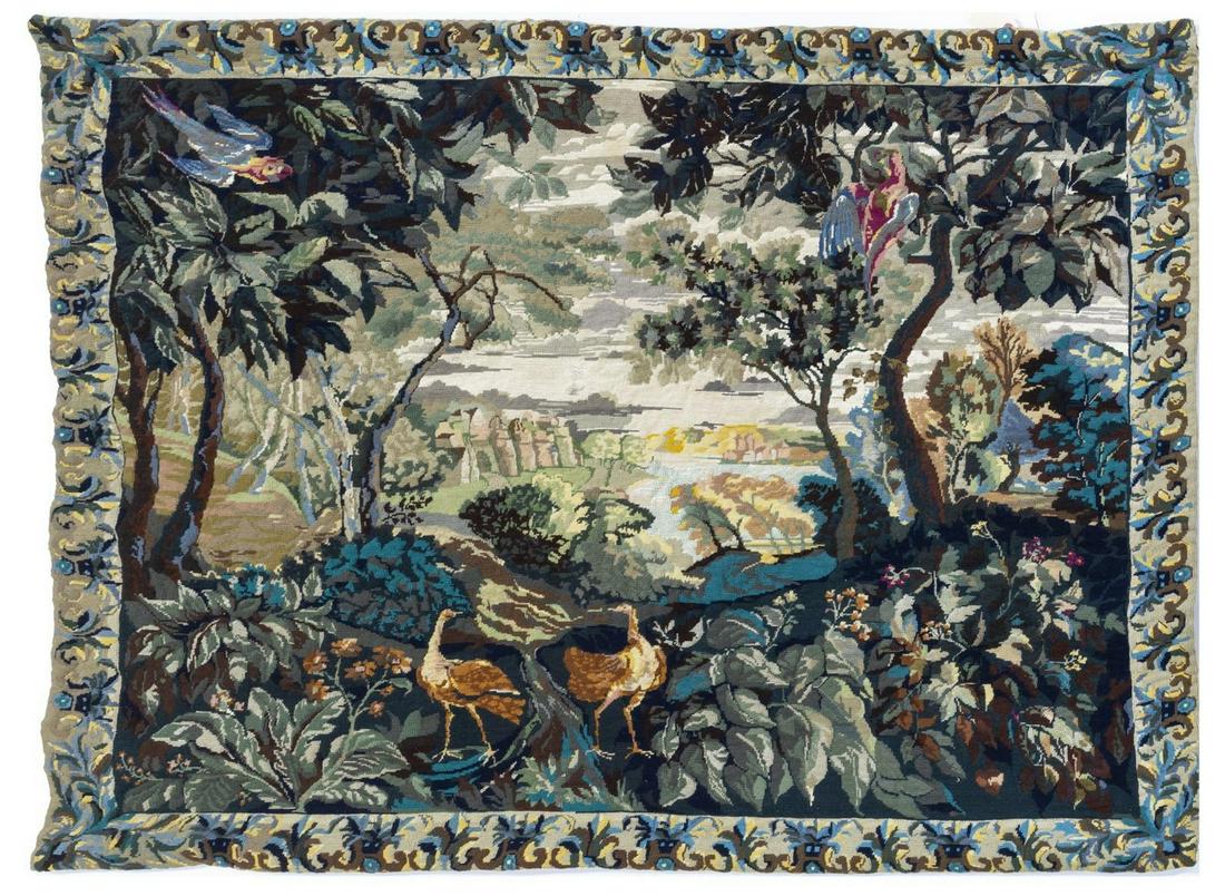 HAND KNOTTED NEEDLEPOINT HANGING WALL TAPESTRY (1 of 2)