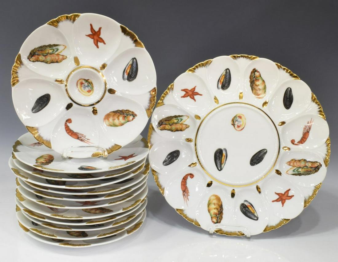 (13) FRENCH LIMOGES OYSTER SERVICE SET (1 of 4)