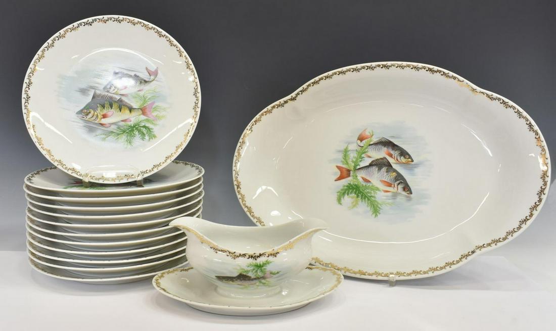 (14) FRENCH LIMOGES PORCELAIN FISH SERVICE (1 of 2)