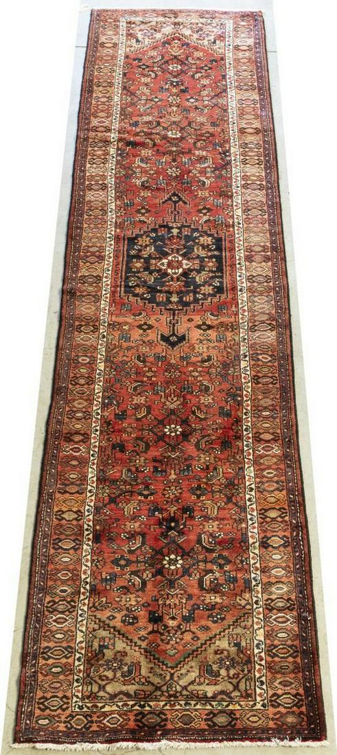 HAND-TIED PERSIAN HAMADAN RUNNER, 13'5" X 3'5" (1 of 4)