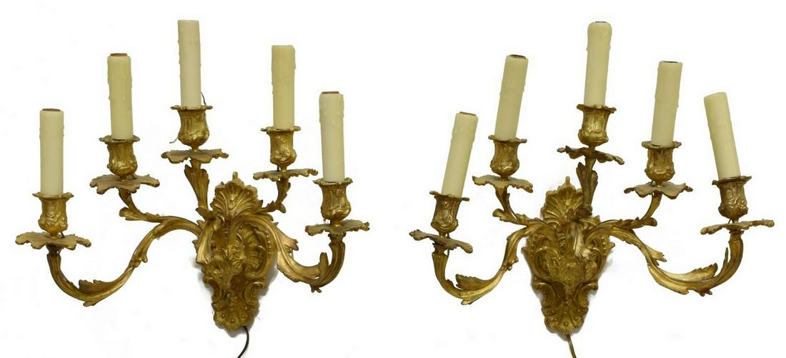 (2) FRENCH DORE BRONZE FIVE-LIGHT WALL SCONCES (1 of 3)