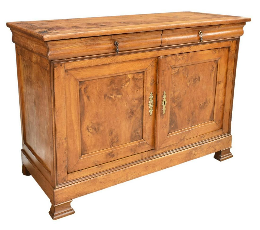 FRENCH LOUIS PHILIPPE BURLED WALNUT SIDEBOARD (1 of 4)